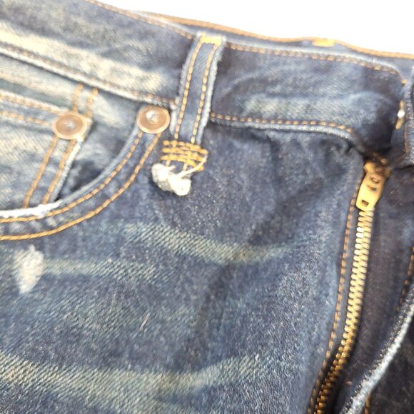 R13 The Classic straight leg Italy Jeans 28 Indigo R13W0189-197 distressed US 8 - Picture 8 of 16